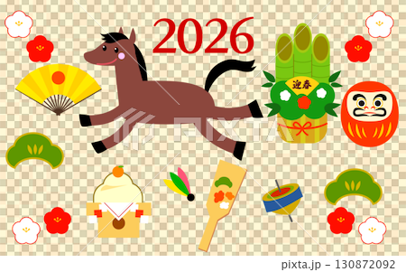 馬年新年插畫一套 130872092