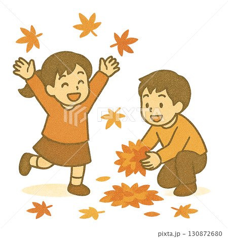 紅葉狩り、紅葉のイラスト素材 130872680