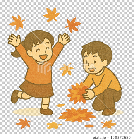 紅葉狩り、紅葉のイラスト素材 130872680
