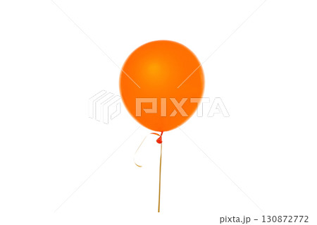 Bright orange balloon on white background, isolated on white, PNG 130872772