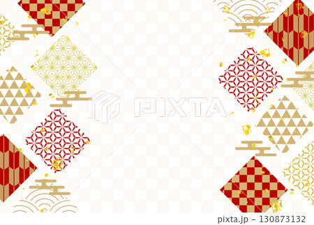 和柄 年賀状 金 背景 和柄 年賀状 金 背景 130873132