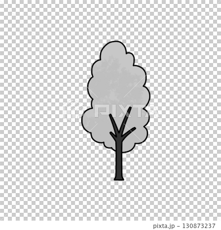 シンプルなモノクロの木の手描き風イラスト 130873237