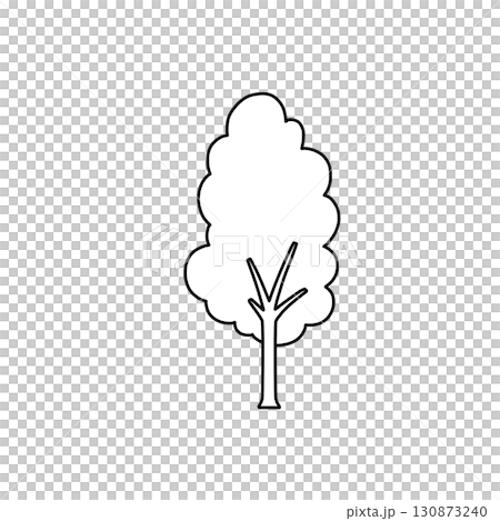 A hand-drawn illustration of a simple tree drawn in line art 130873240