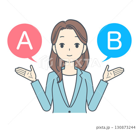 AとBの選択肢を選ぶビジネスウーマン AとBの選択肢を選ぶビジネスウーマン 130873244