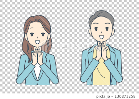 一位身穿夾克的男士和一位女士手牽著手的插圖 130873259