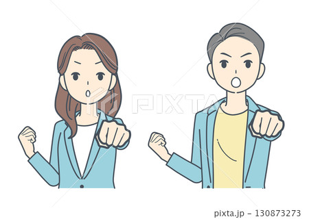 拳を突き出すジャケットを着た男性と女性のイラスト 130873273