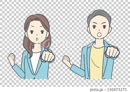 拳を突き出すジャケットを着た男性と女性のイラスト 130873273