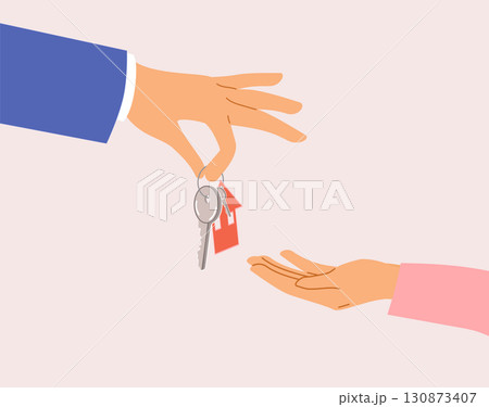 Hand Giving Keys Real Estate Concept Cartoon Vector Illustration Hand Giving Keys Real Estate Concept Cartoon Vector Illustration 130873407