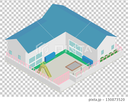 Isometric nursery school building image material Isometric nursery school building image material 130873520