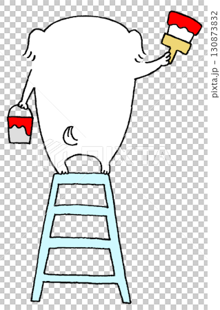 Dog painting on a ladder 130873832
