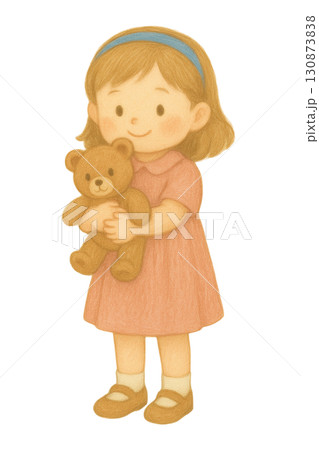 くまのぬいぐるみを抱いた女の子のイラスト/タイプ2 くまのぬいぐるみを抱いた女の子のイラスト/タイプ2 130873838