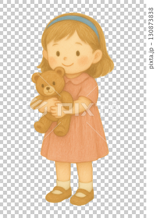くまのぬいぐるみを抱いた女の子のイラスト/タイプ2 くまのぬいぐるみを抱いた女の子のイラスト/タイプ2 130873838