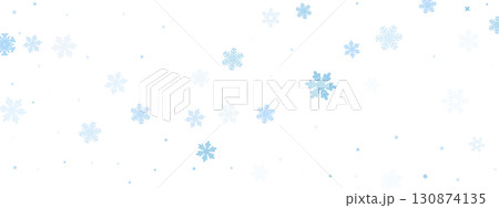 Soft snowy background. Gentle blue flake ornament scattered on white. Light frozen crystal stars create calm winter texture. Christmas holiday design. Vector illustration. Soft snowy background. Gentle blue flake ornament scattered on white. Light frozen crystal stars create calm winter texture. Christmas holiday design. Vector illustration. 130874135