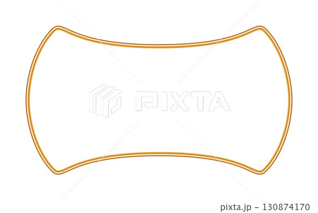 Simple uneven golden 3d frame. Indian border, window, islamic ornamental decorative element, morocco shapes. Vector vignette for certificate, invitation, greeting card, decorative design 130874170