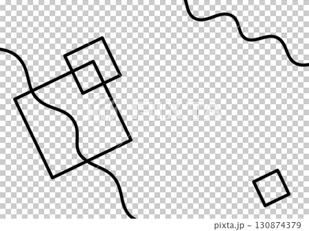 Line drawing geometric shapes and wave line background 130874379