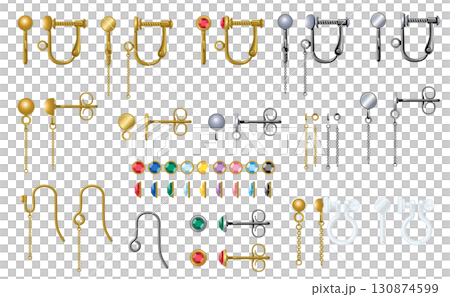 ピアス＆イヤリング金具セット｜フック・ねじ式・ノンホール樹脂パーツ 130874599