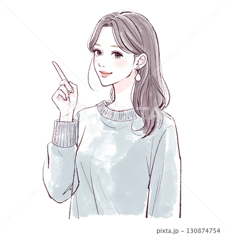 水彩画・手描き風の女性・女の子のイラスト素材 130874754