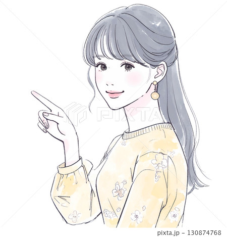 水彩画・手描き風の女性・女の子のイラスト素材 130874768