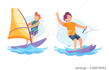 Embark on an Exciting ActionPacked Watersports Adventure featuring both Windsurfing and Surfing Embark on an Exciting ActionPacked Watersports Adventure featuring both Windsurfing and Surfing 130874941