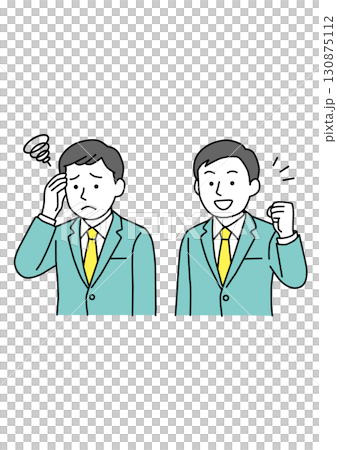 悩んでいる男性から解決し、喜んだ男性 130875112