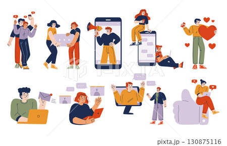 Diverse People Engaging in Modern Digital Communication and Social Media Activities 130875116