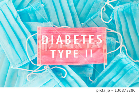 Blue and pink mask with the word diabetes on it Blue and pink mask with the word diabetes on it 130875280