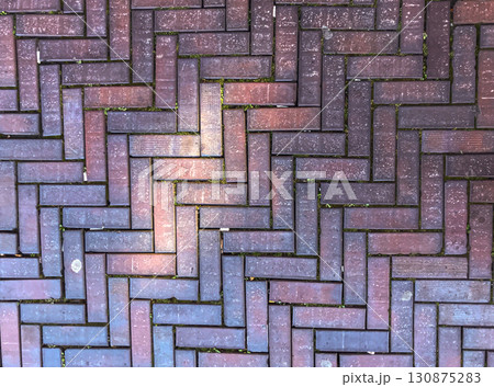 Brick wall with a zigzag pattern Brick wall with a zigzag pattern 130875283