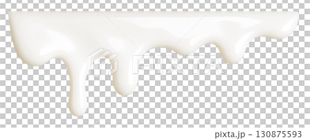 Flowing milk drops and shiny liquid design on white background 130875593