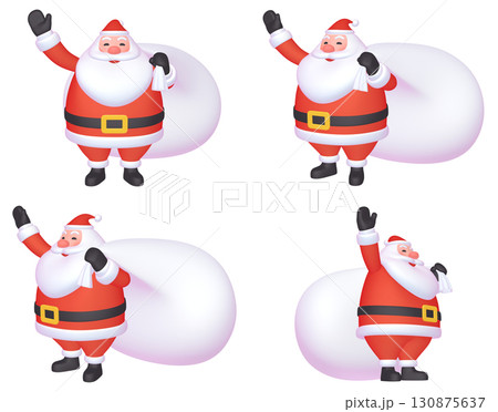 クリスマスのイラスト素材 キャラクター 大きなサンタクロース(1) カット四点セット(1) クリスマスのイラスト素材 キャラクター 大きなサンタクロース(1) カット四点セット(1) 130875637