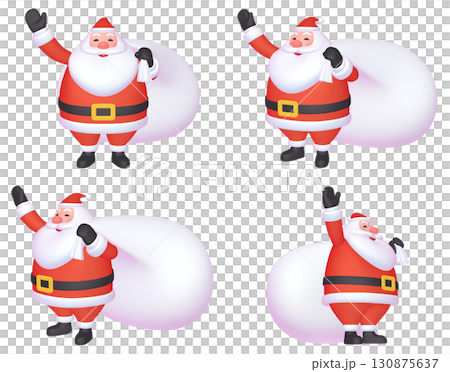 クリスマスのイラスト素材 キャラクター 大きなサンタクロース(1) カット四点セット(1) クリスマスのイラスト素材 キャラクター 大きなサンタクロース(1) カット四点セット(1) 130875637