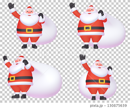 聖誕插畫素材人物大聖誕老公公（1）切四件組（3） 130875639