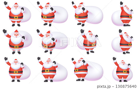 クリスマスのイラスト素材 キャラクター 大きなサンタクロース(1) カット十二点セット クリスマスのイラスト素材 キャラクター 大きなサンタクロース(1) カット十二点セット 130875640