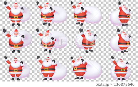 クリスマスのイラスト素材 キャラクター 大きなサンタクロース(1) カット十二点セット クリスマスのイラスト素材 キャラクター 大きなサンタクロース(1) カット十二点セット 130875640