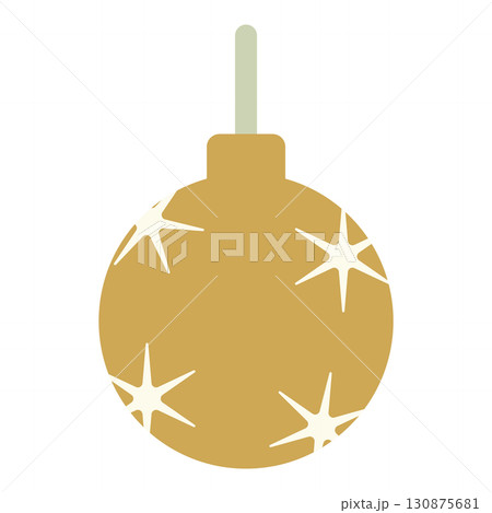 星模様入りゴールドのクリスマスオーナメントボールイラスト 130875681