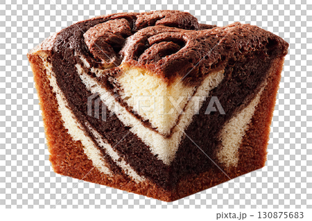Marble muffin on transparent background. AI-generated item 130875683