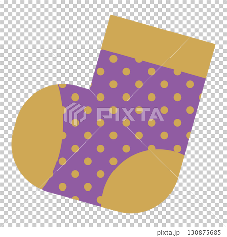 Purple and yellow polka dot socks illustration 130875685