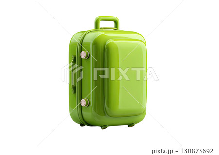 3d cartoon green suitcase on transparent background. AI-generated item 130875692