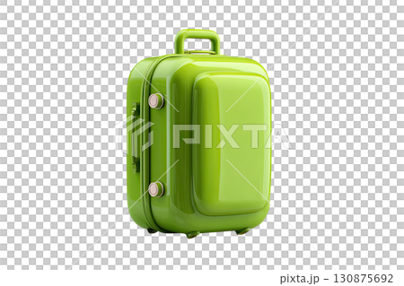 3d cartoon green suitcase on transparent background. AI-generated item 130875692
