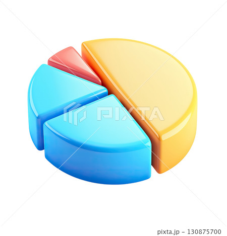 3D pie chart on transparent background. AI-generated item 130875700