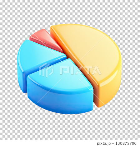 3D pie chart on transparent background. AI-generated item 130875700