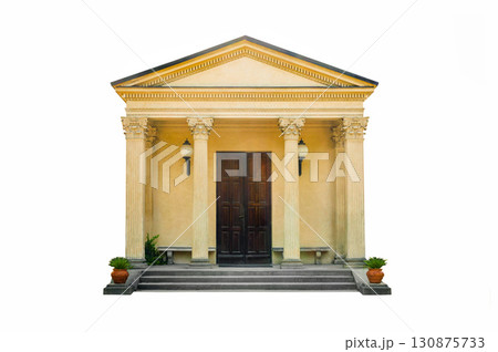 fragment of old house isolated on white background 130875733