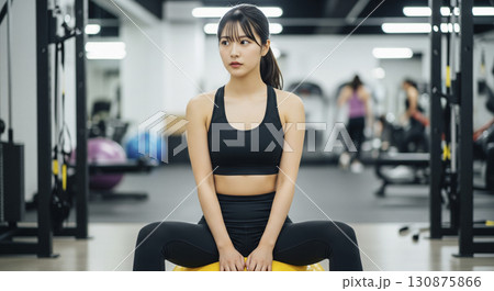 バランスボールに座る女性 130875866