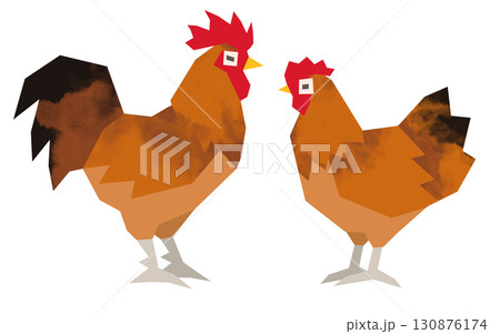 切り絵風の鶏 切り絵風の鶏 130876174