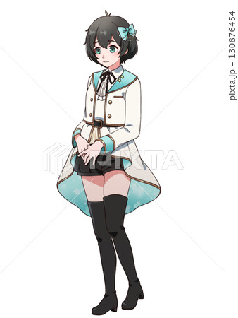 アイドル衣装を着た臆病そうな黒髪の女の子 アイドル衣装を着た臆病そうな黒髪の女の子 130876454