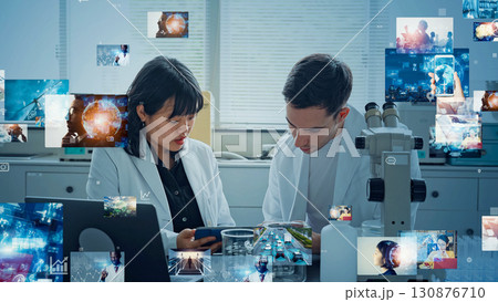 実験する科学者と研究開発イメージ 130876710