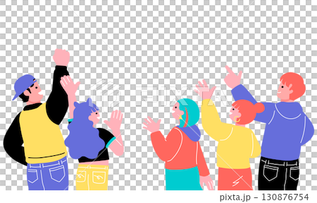 Z 世代年輕人的流行彩色插圖 130876754