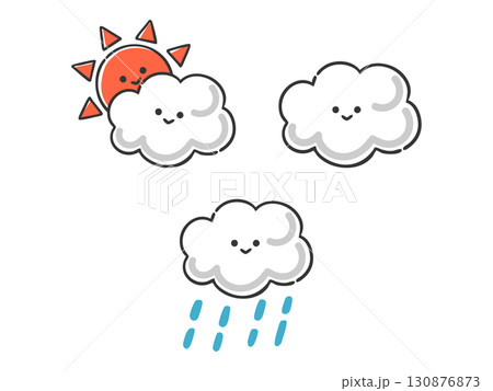かわいい雲のイラスト(顔付き) ベクター かわいい雲のイラスト(顔付き) ベクター 130876873