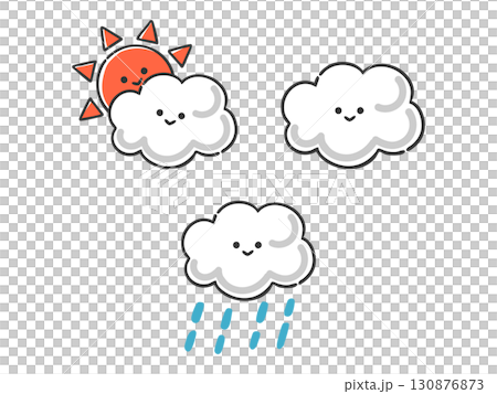 かわいい雲のイラスト(顔付き) ベクター かわいい雲のイラスト(顔付き) ベクター 130876873