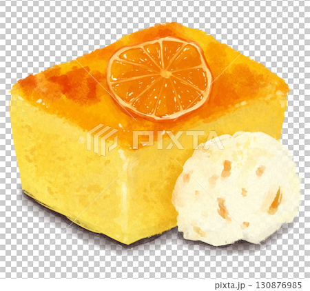 橙色蛋糕插圖 130876985
