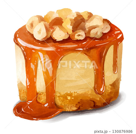 キャラメルナッツケーキのイラスト 130876986